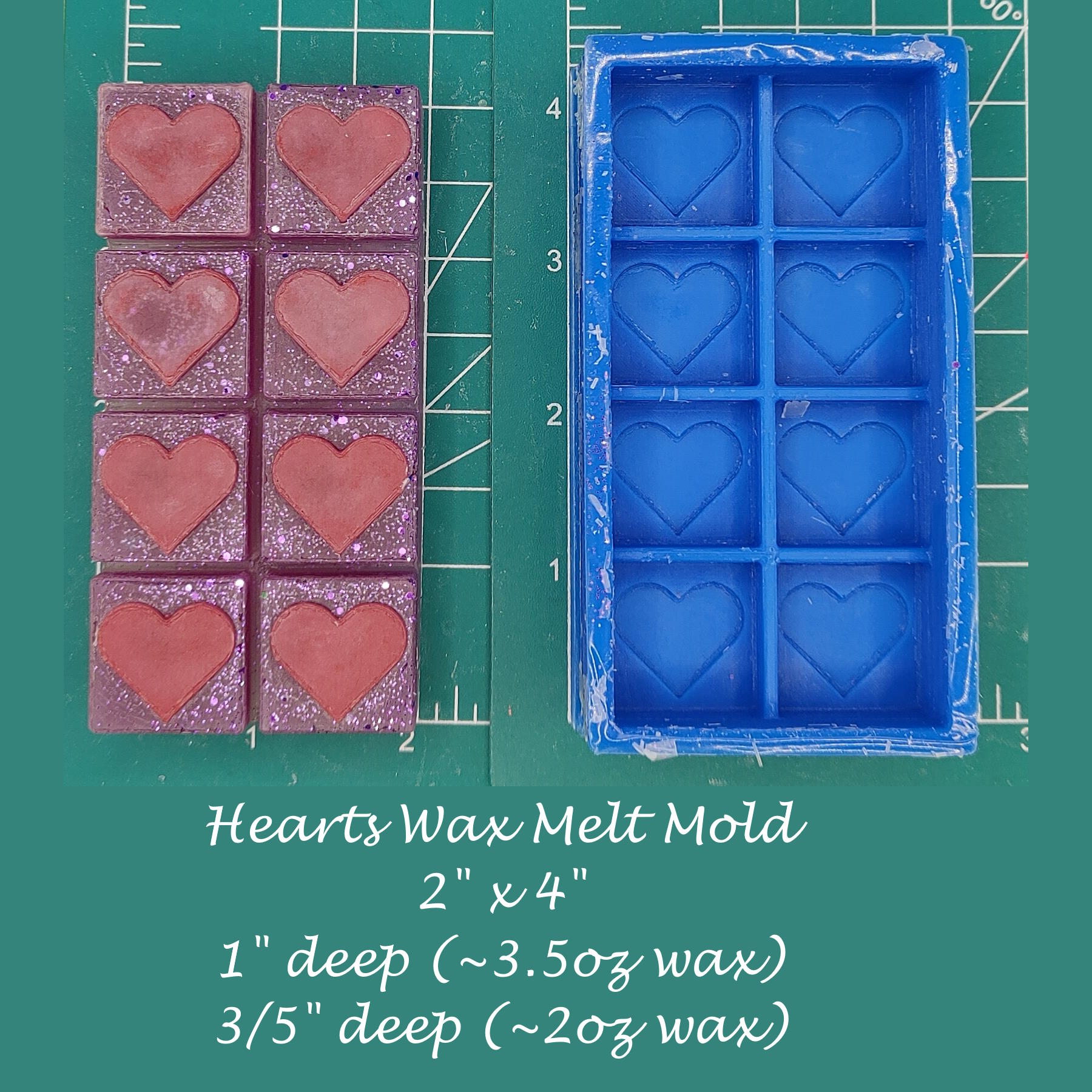 Hearts Wax Melt Snap Bar Silicone Mold